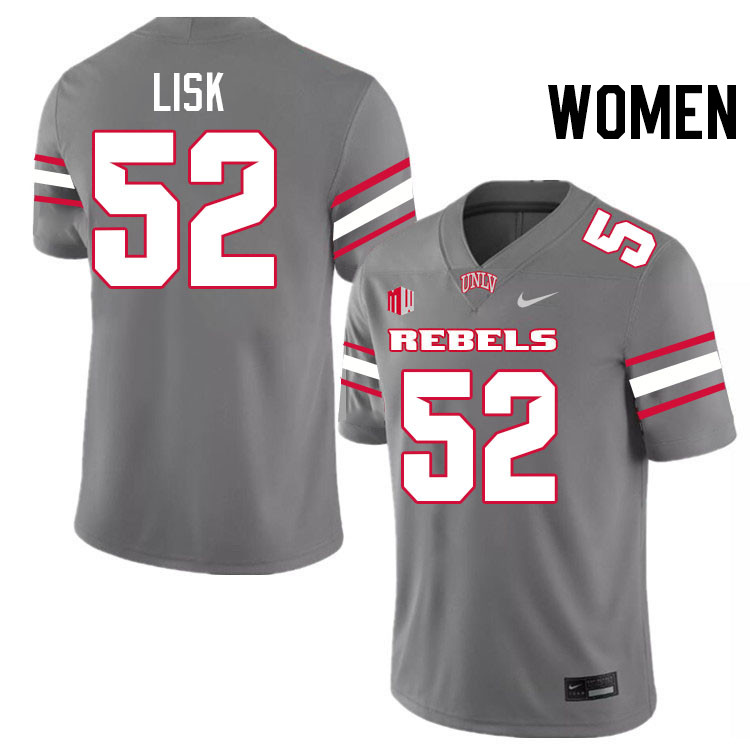 Women #52 Ben Lisk UNLV Rebels College Football Jerseys Stitched-Grey